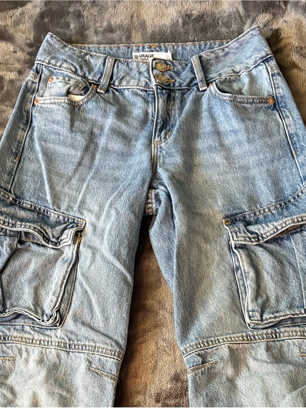 Garage Light Blue Wide-Leg Cargo Jeans - Picture 2 of 5